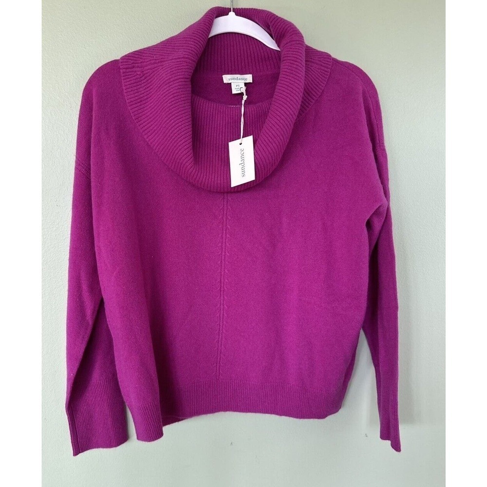 Sundance Sweater Sz Petite Small 100% Cashmere Pink Ribbed Knit Cowl Neck NWT‌